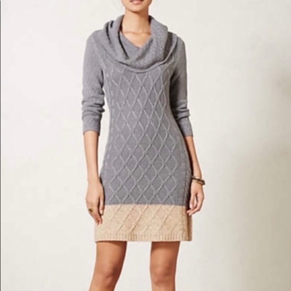 Anthropologie Sparrow Cable Knit Cowl Sweater Dress Size XS